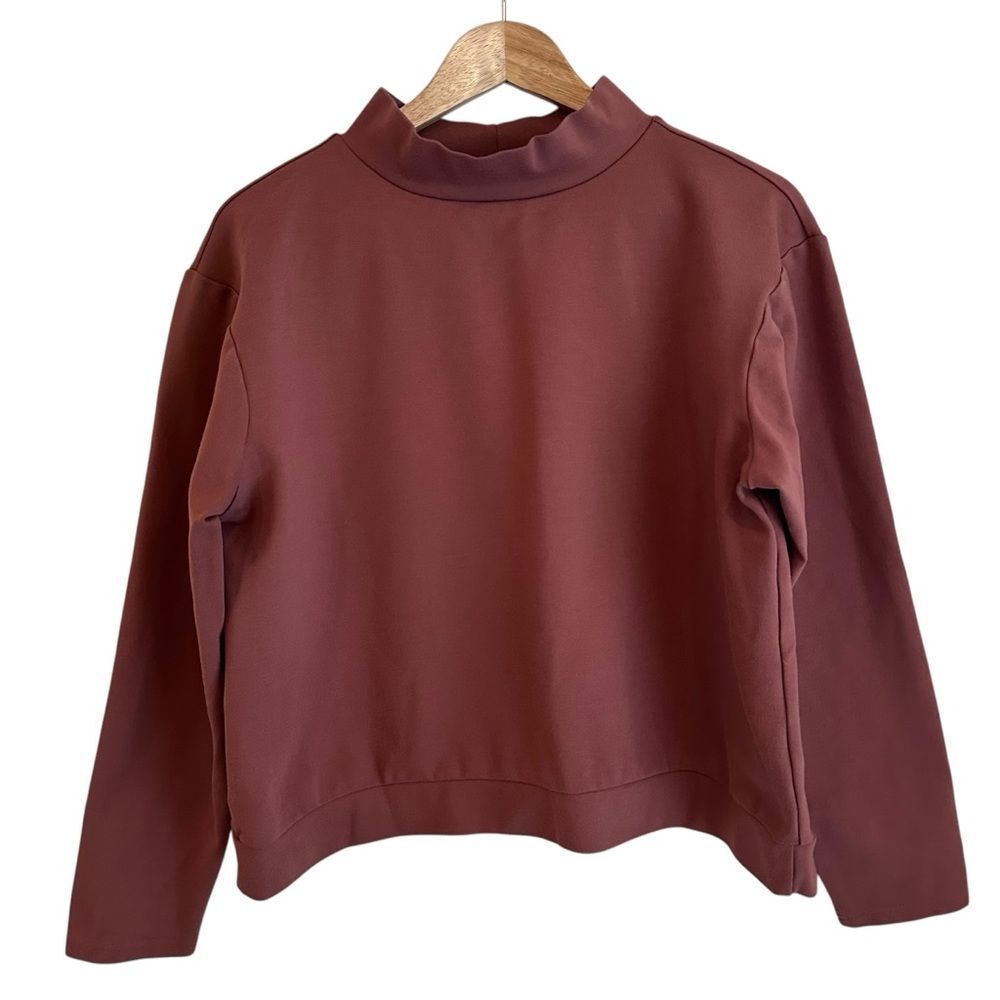 Smash + Tess Rust Color Mock Neck Long Sleeve Cropped Sweatshirt Size Medium